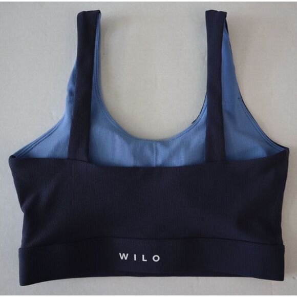 Wilo The Label x Anthropologie Sz S Blue Colorblock Rib Sports Bra & Shorts Set - Picture 4 of 11